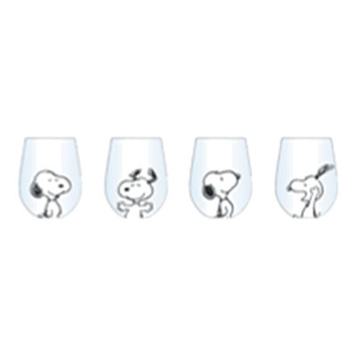 Peanuts Good Times With Friends 4 Piece 19 oz Stemless Wine Glass Set