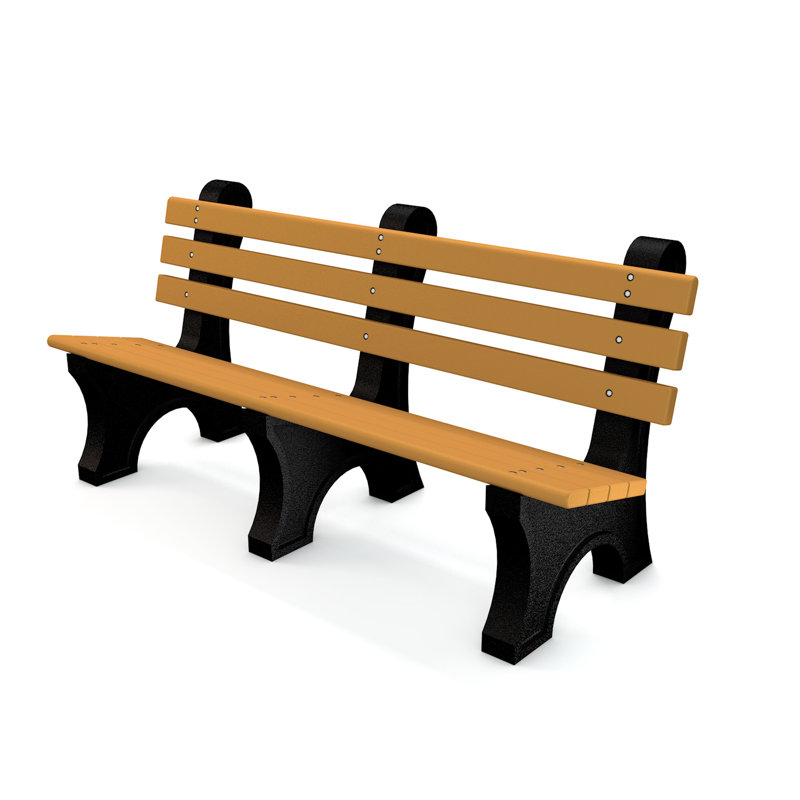 Banc de parc en plastique recyclé Wetzel, Aucune, 6', Brun