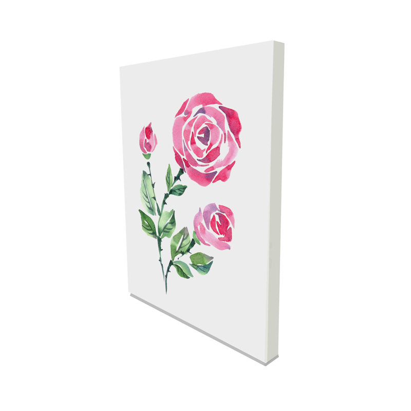 Beautiful Pink Roses On A White Background Canvas Print - Wrapped Canvas Print, 31 cm H x 41 cm W
