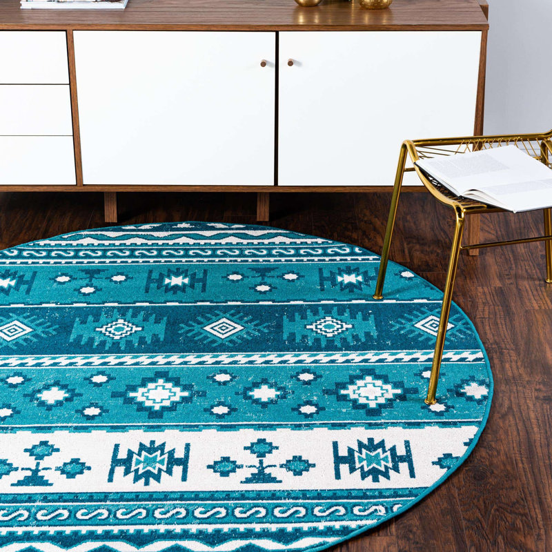 Geometric Indoor Rug, Round 5'3"