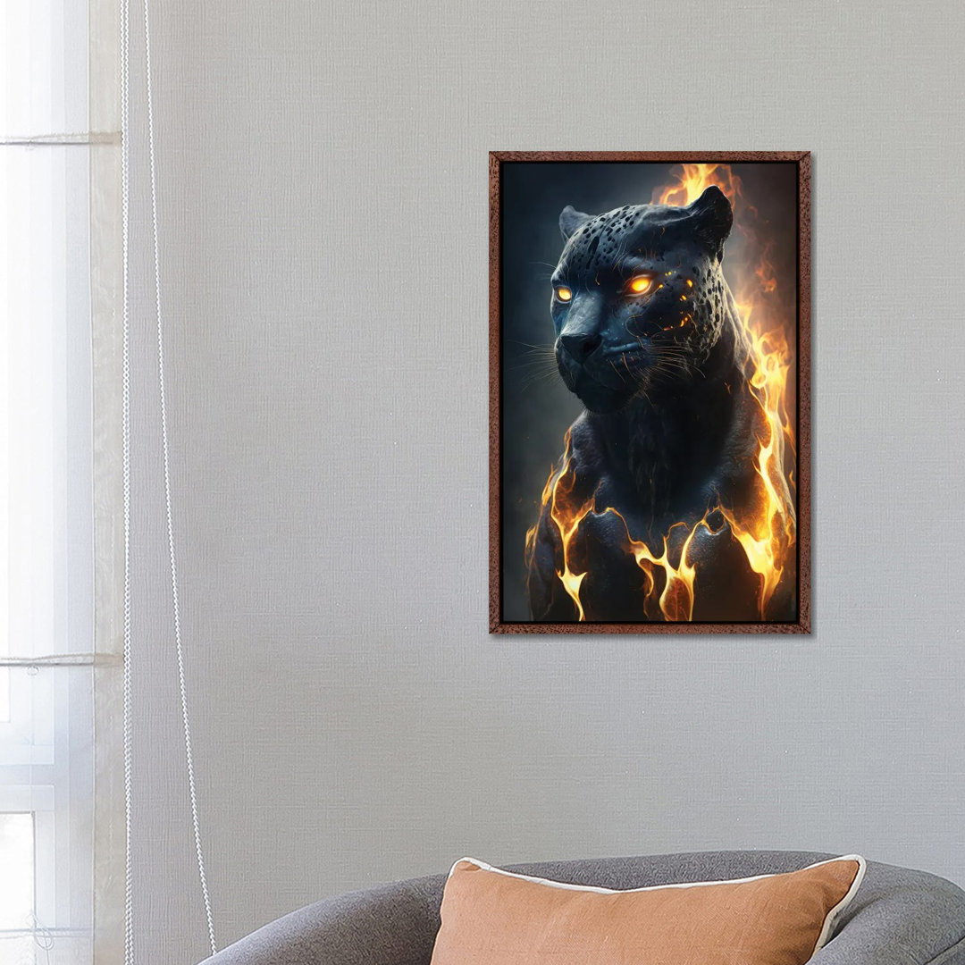 Black Panther Flames von Zenja Gammer - Galerie-verpackte Leinwand Giclée auf Leinwand