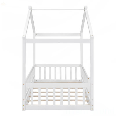 Twin Size Wood Bed Frame With Fence