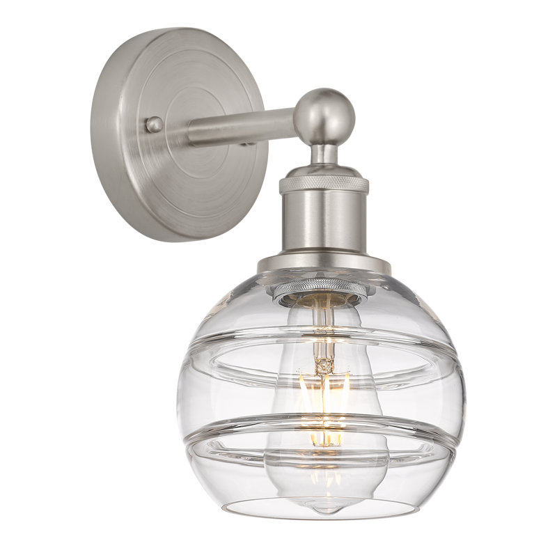 Applique murale 8 lumières Edison Bienes, Transparent, H 10,13 po x l 5,88 po x P 7,44 po, Nickel satiné
