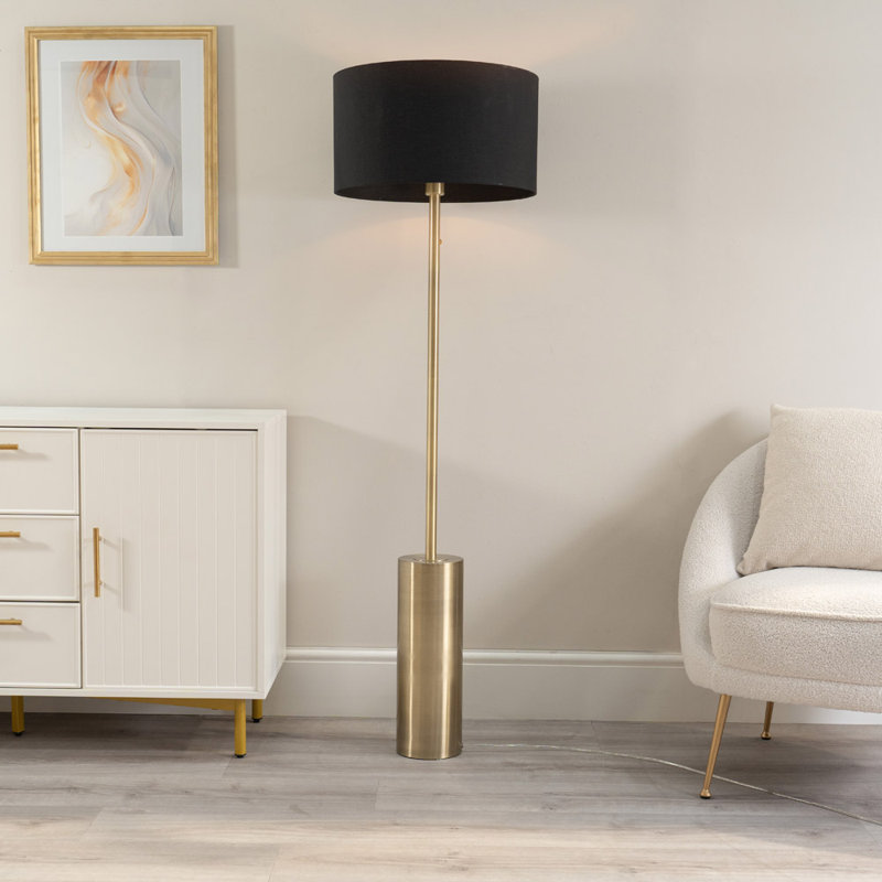 Alizander 150cm Traditional Floor Lamp, Black, Antique Brass