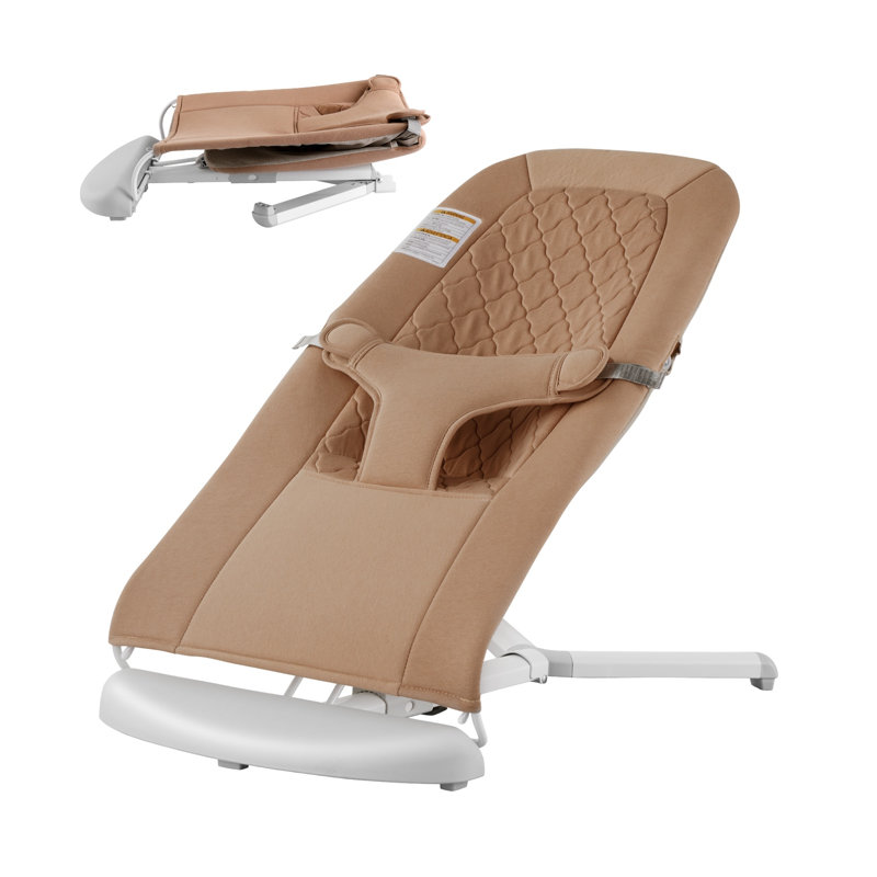 Portable Baby Bouncer Seat with 2 Reclining Angles - Soft Cotton Infant Rocker Chair for Newborns