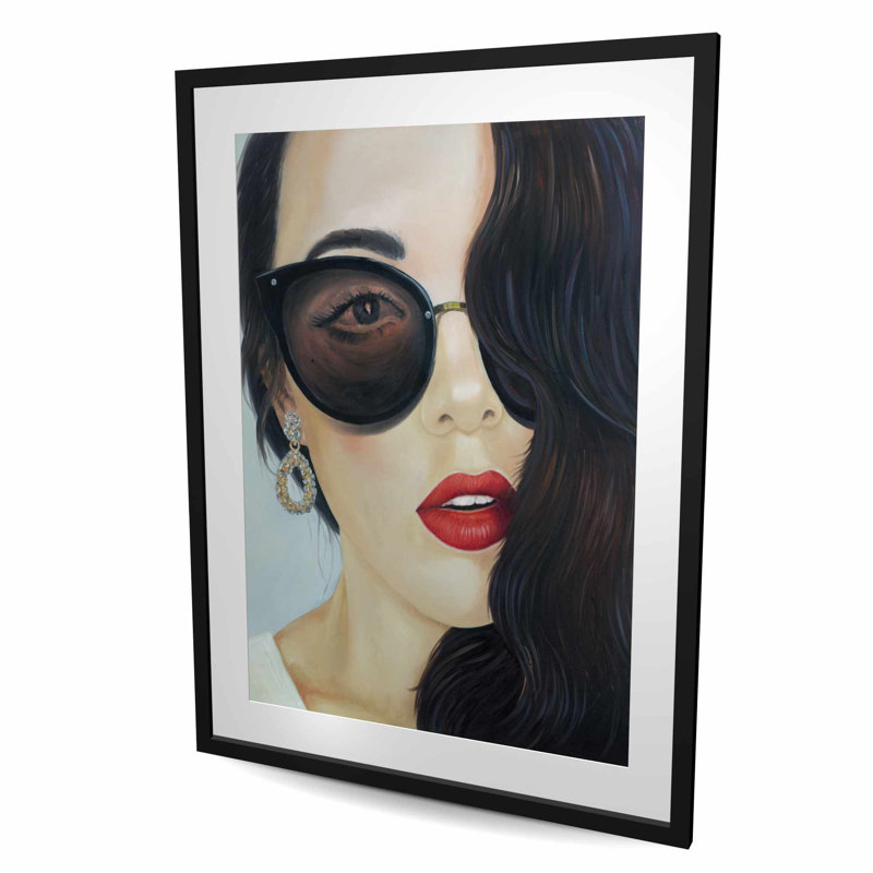 Lunettes de soleil tendance - mode romantique, impression encadrée, H 48 po x l 36 po, Noir