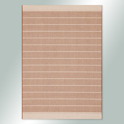 Marrilee Orange Cream Striped Indoor/Outdoor Area Rug