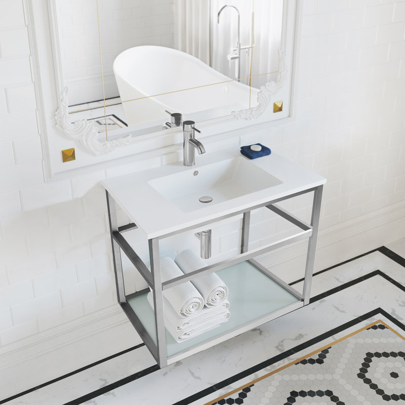 Ensemble de meuble-lavabo simple 30 po avec tablette ouverte Pierre, Chrome