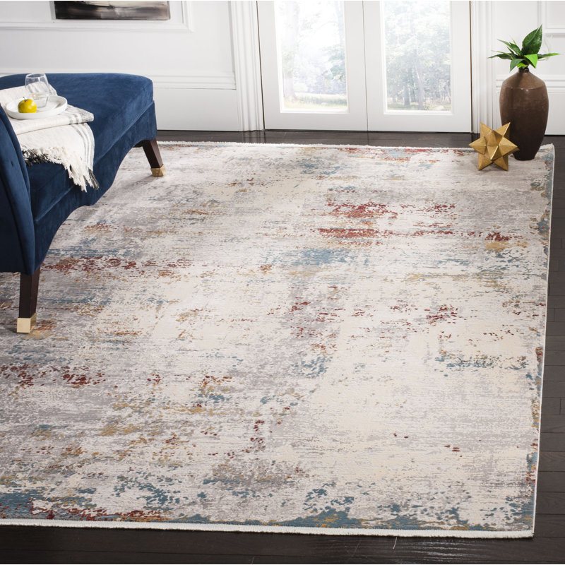 Tapis gris clair abstrait Midsomer, Rectangle 8 pi x 10 pi