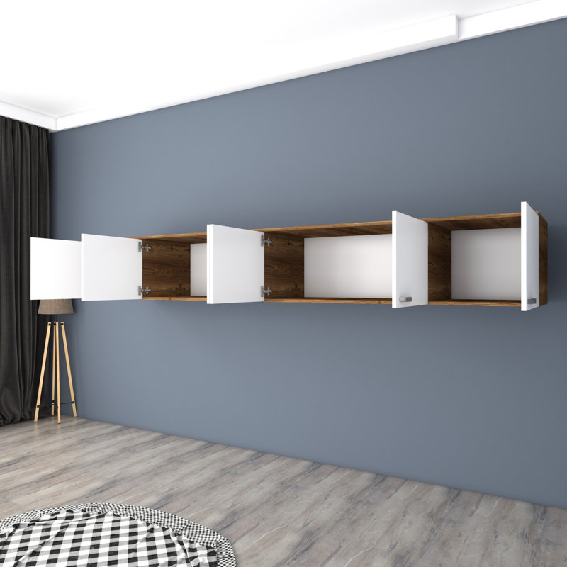 Armoire murale, Blanc/noyer