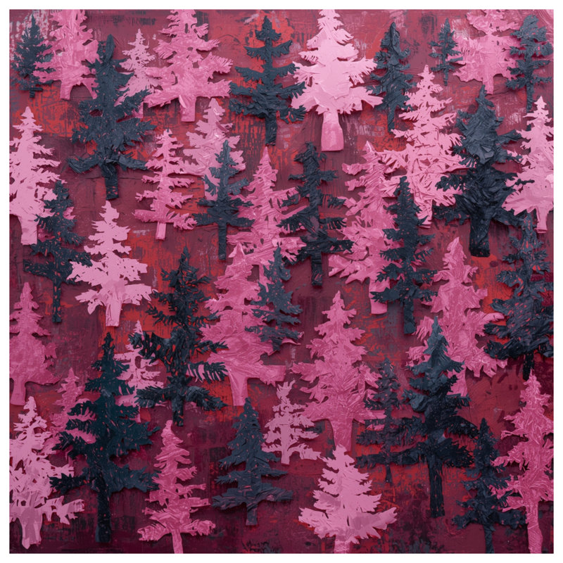Coussins décoratifs à double face Pink Forest Collage, 14 X 14 pouces