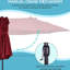 Parasol de patio double 15 pi, protégé - rouge vin pour arrière-cour, terrasse, parasol très grand à usage piscine, double, auvent respirant