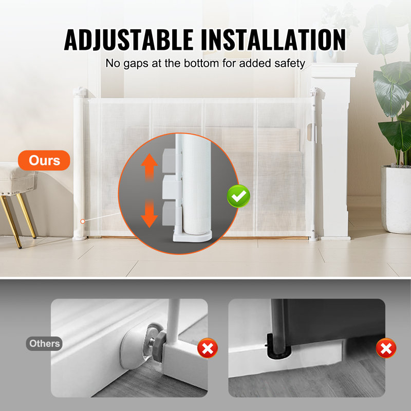 White Retractable Plastic Pet Gate for Stairways and Doorways