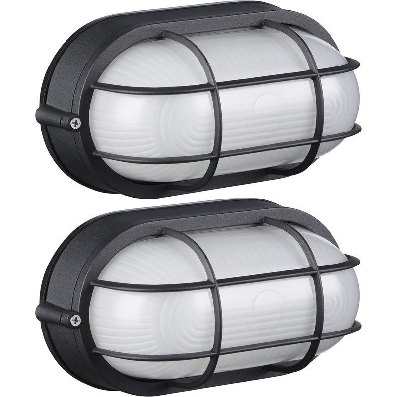 Modern Waterproof Bulkhead Light – E26 Frosted Glass Outdoor/Indoor Ceiling Fixture