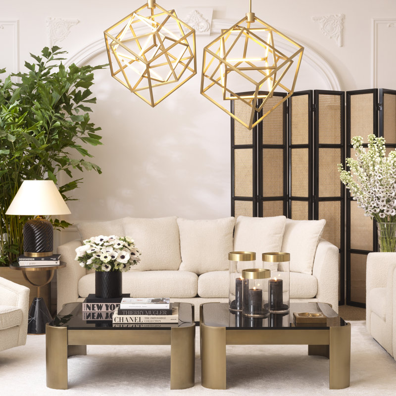Vertex Modern Brass Rimmed Clear Glass Hurricane Candle Holder