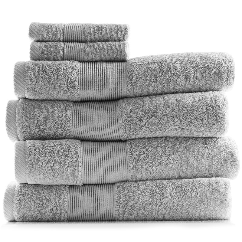 Danni-Leigh 6 Piece 100% Cotton Towel Set., Gray, 6-pack Bath Towel Set