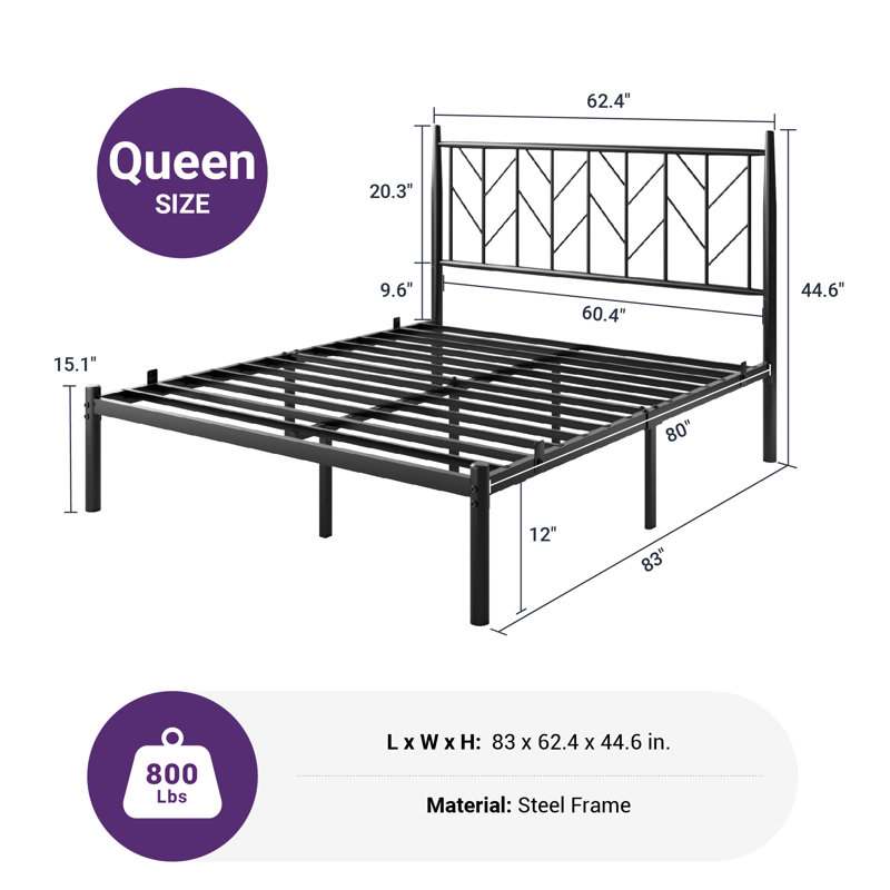 Nancarrow Metal Slat Bed, Queen, Black