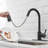 Matte Black Kitchen Faucets with Soap Dispenser, Kitchen Faucet with Pull Down Sprayer, Commercial Stainless Steel Kitchen Sink Faucet, High Arc Single Hole Faucets for Kitchen Sink RV Bar Farmhouse