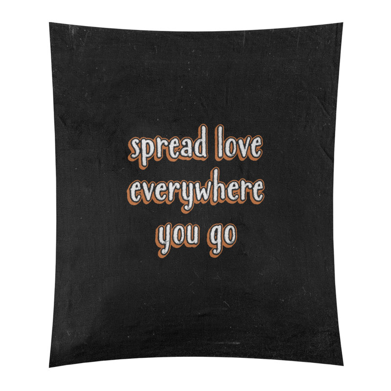 Tapisserie tableau noir en polyester spread quote, H 80 po x l 68 po, Orange