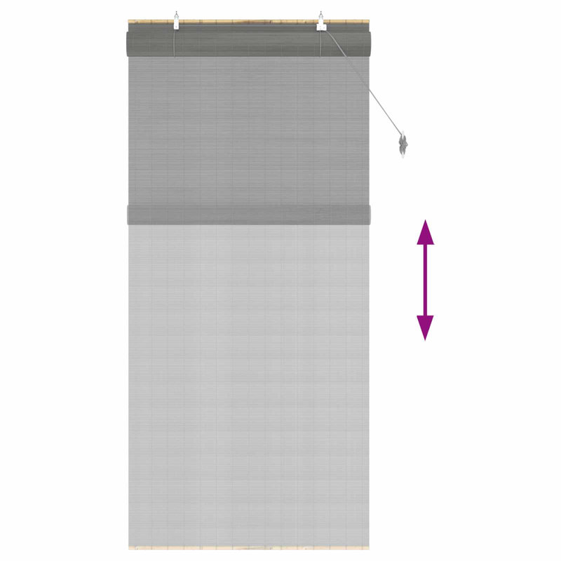 Bamboo Roller shade, Grey, 100 cm W x 220 cm L