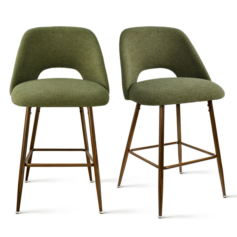 Berneta 26" H Upholstered Counter Stools, Green, 2