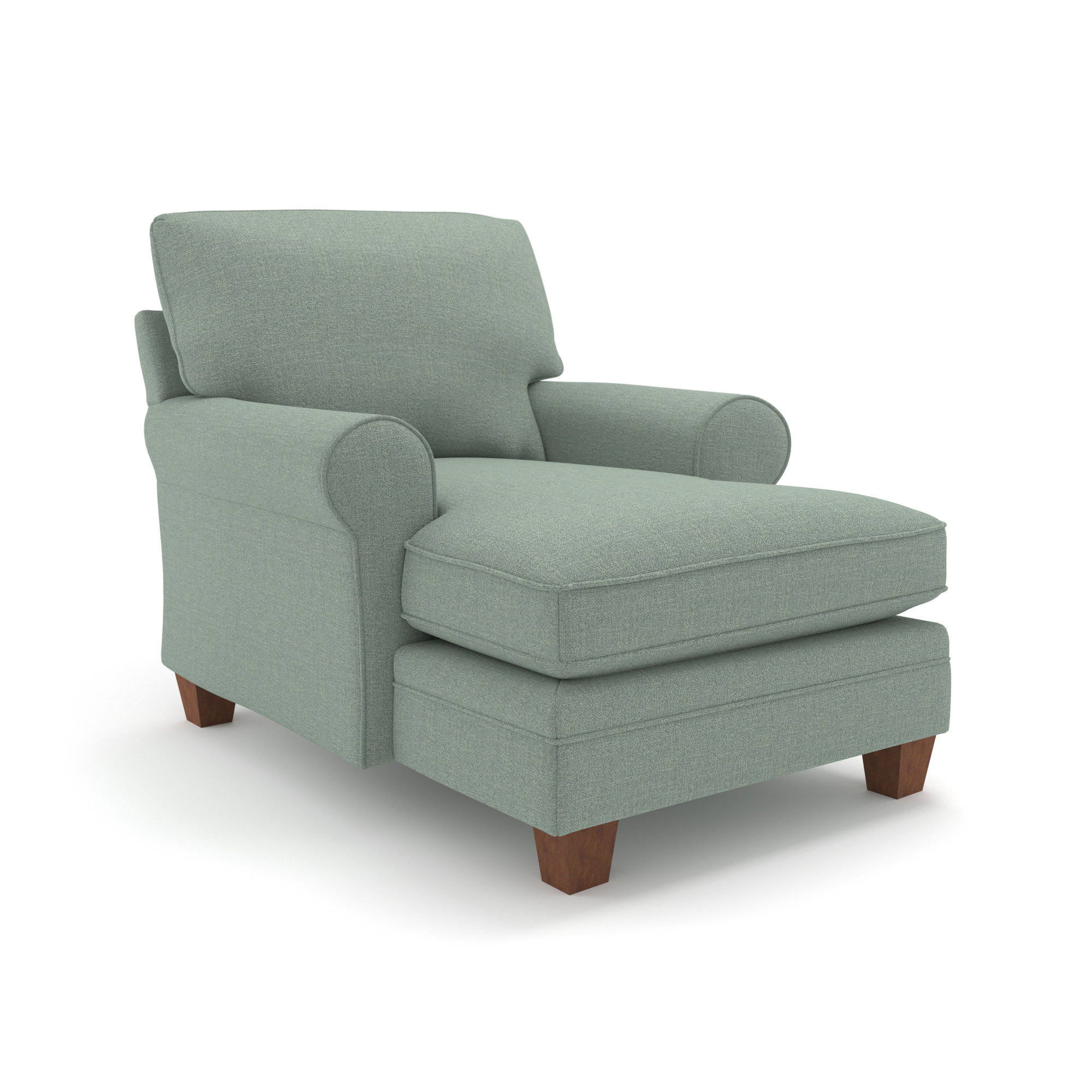 Upholstered Chaise Lounge, Capri, Dark Walnut