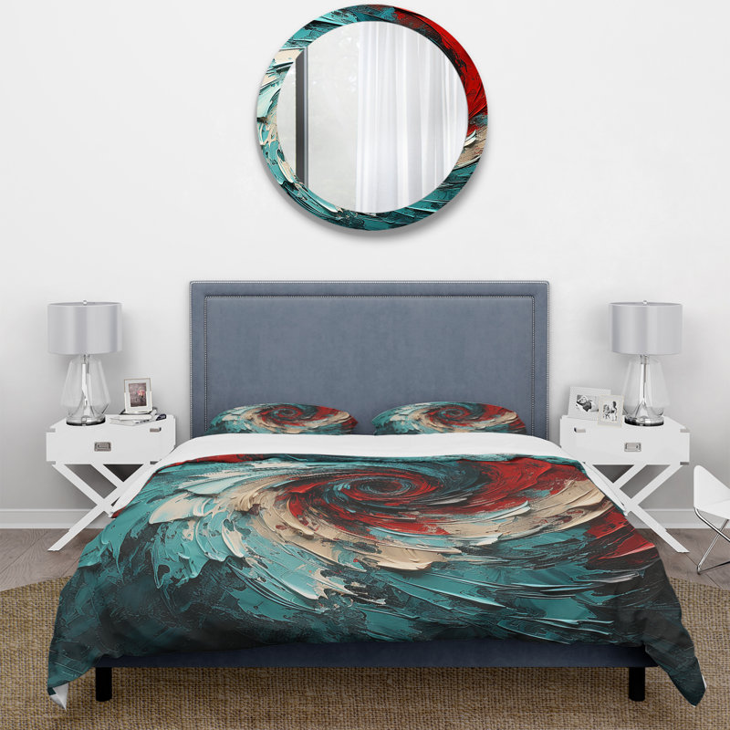 Ensemble de housse de couette Red Blue Majestic Motion Spiral II - Abstract Spirals