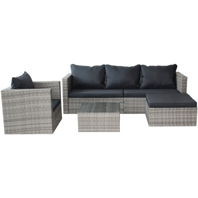 4Pcs Patio - Grey , Fabric, Weather Resistance For Outdoor Cushion, Steel Frame, Use