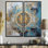 Art mural Mandala bleu et or II - Boho Mandala