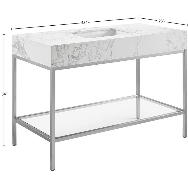 Marmo 48" Single Bathroom Vanity, White, Brushed Chrome