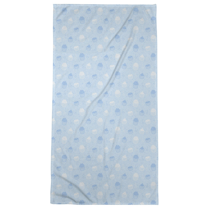 Serviette de bain classique cupcake, Bleu/blanc