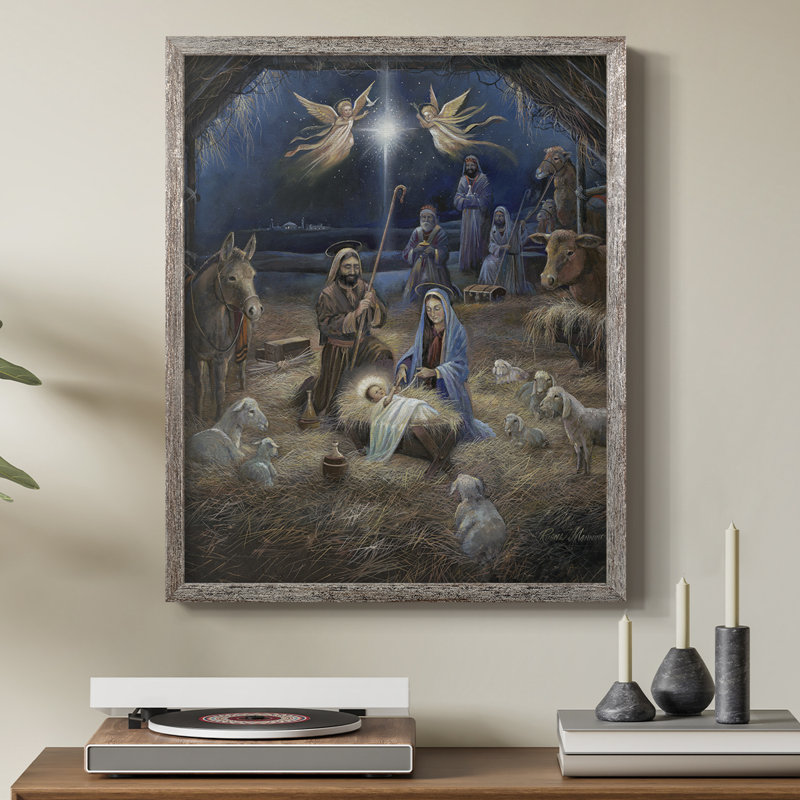 «Silent Night», reproduction encadrée - bois massif, H 30 po x l 24 po