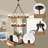32-Lights Farmhouse Wagon Wheel Chandeliers, Rustic Round  Pendant Light Fixture