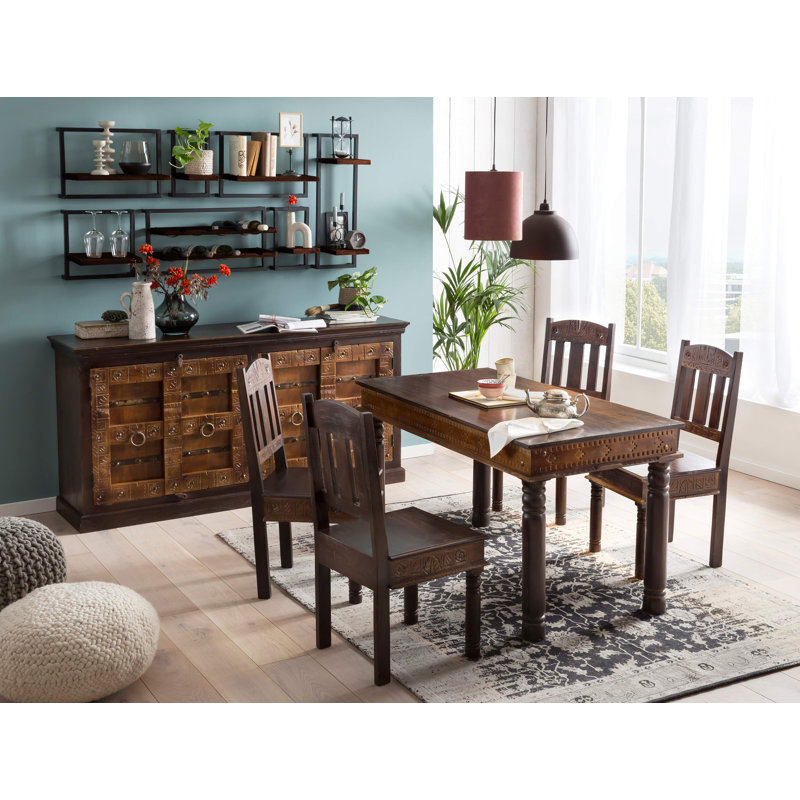 Rivero Solid Wood Slat Back Side Chair in Brown