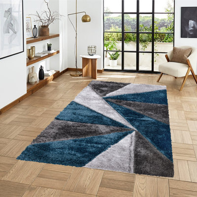 Todi Rug Carpet Runner Mat Geometric Machine Tufted Shag Indoor / Outdoor Area Rug
