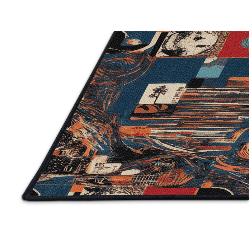 Washable Album Cover Art Music Area Rug, Square 6'