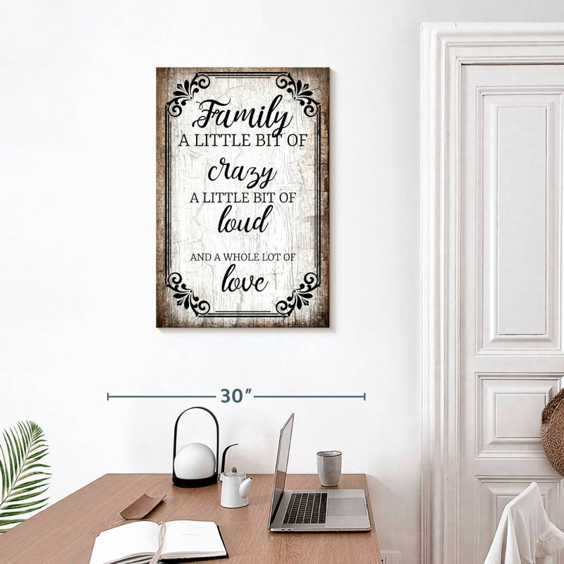 «Family Love Quote II», reproduction sur toile, H 20 po x l 30 po x P 1,25 po