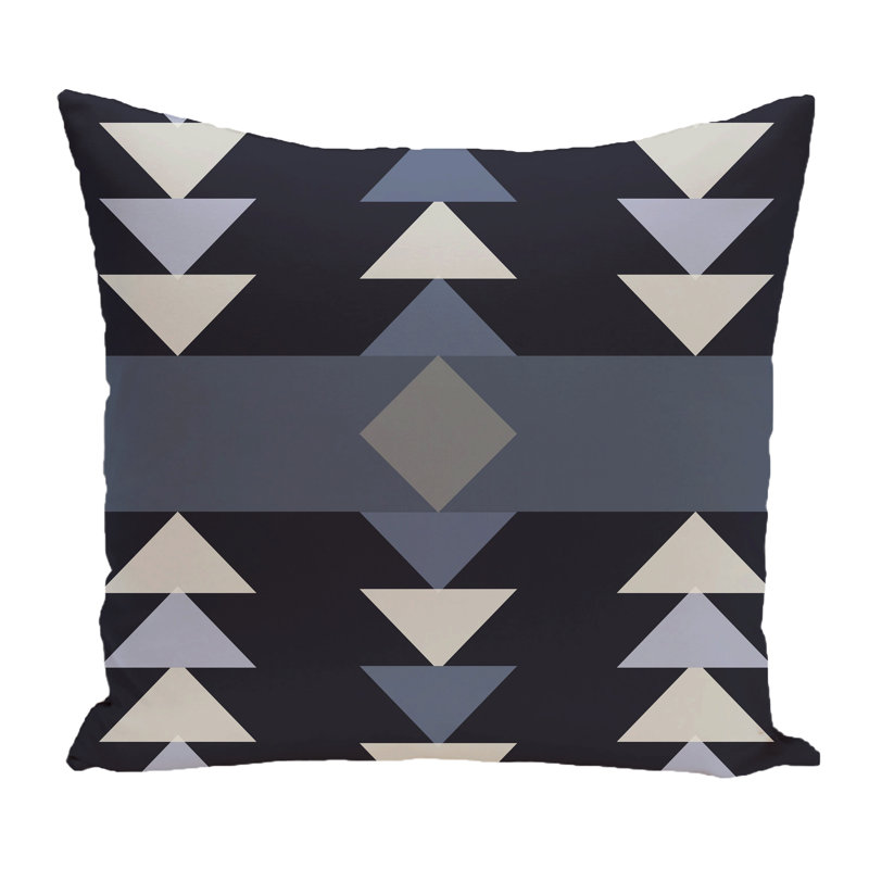 Geometric Outdoor Reversible Throw Pillow, Blue