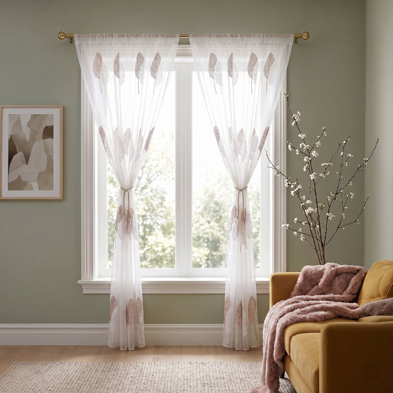 Semi Sheer Curtain Pair, 130 cm Width x 160 cm Drop