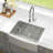 24"W x 21"D 16 Gauge 304 Stainless steel Farmhouse Undetmount Single Bowl Kitchen with Bottom Grid Drain Assembly and Roll Drying Rack