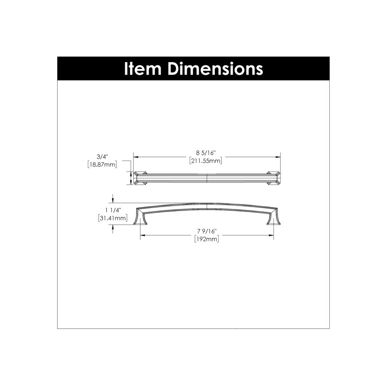 Bridges Collection Handle Pull - 7-9/16" Centre to Centre Cabinet Pull Champagne Bronze - Transitional, Deco Hardware for Drawers & Cabinets