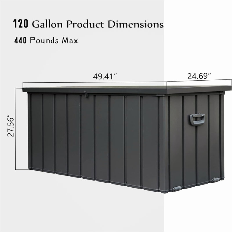 Creationstry Waterproof Outdoor Lockable Storage Deck Box,Large Patio Storage Bin with Throw Pillows, Gray, 120 quarts