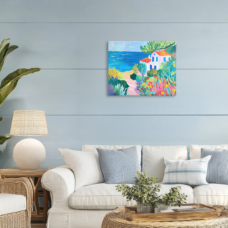 «Vibrant House On The Beach», toile par Ramona Murdock, H 16 po x l 20 po