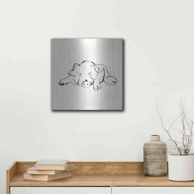 Luxe Metal Art 'Line Pig I' By Chris Paschke, Meta " Line Pig I " by Chris Paschke