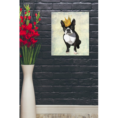 «Boston Terrier and Crown» par Fab Funky, art mural sur toile