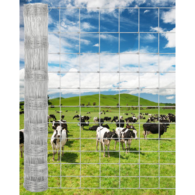 Cattle Fence -Heavy Duty Galvanized Wire Fencing for Sheep, Hog, Goat & Deer, Durable Rust-Resistant Chain Link Fence