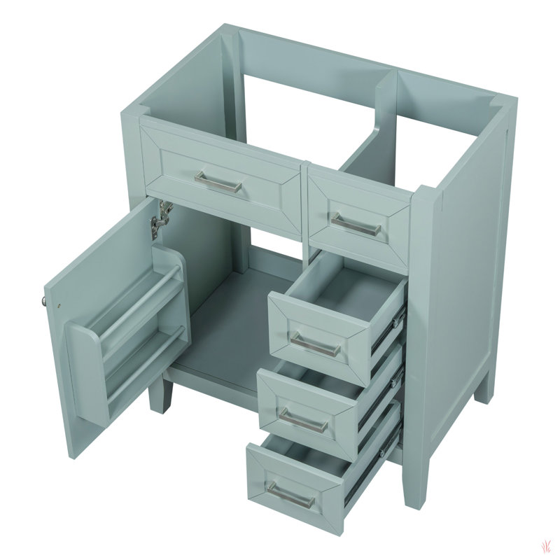 Meuble-lavabo de 30 po sans lavabo, base d'armoire seulement, armoire de salle de bain avec tiroirs, structure solide et panneau en bois aggloméré