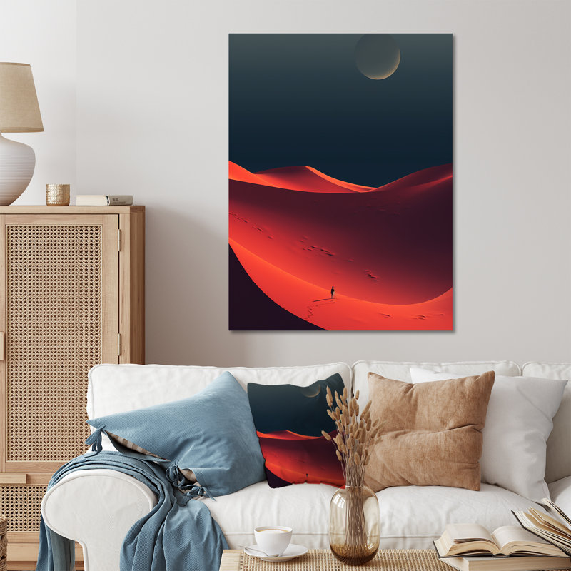 Désert horizon sur la planète Mars II - désert, art mural en métal, H 20 po x l 12 po x P 1 po