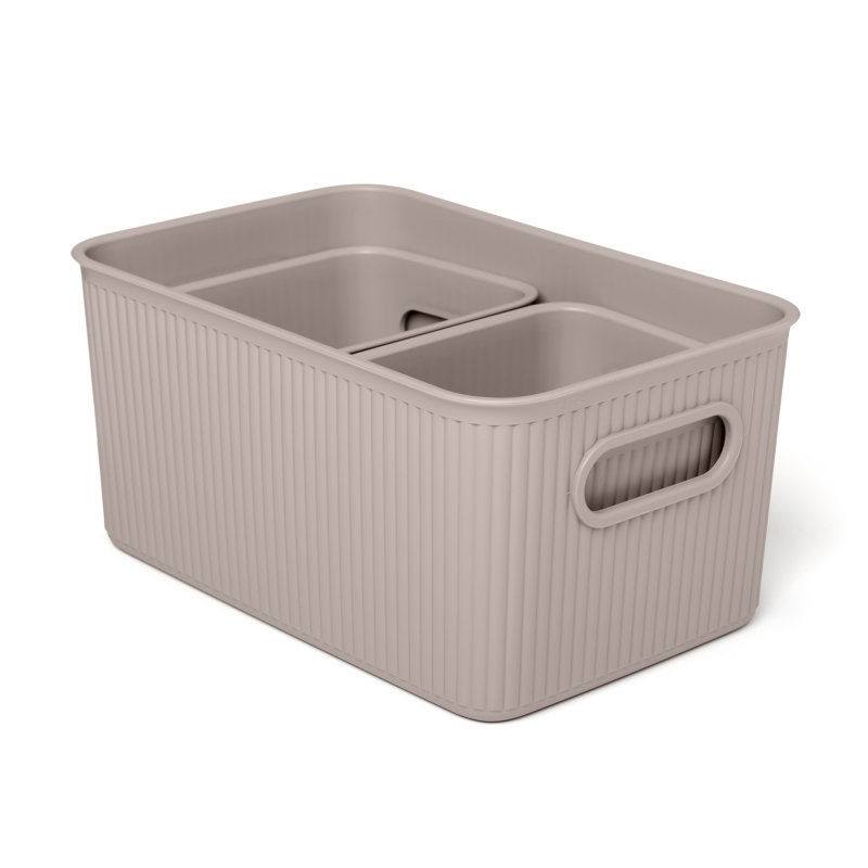 Ensemble de bacs en plastique 3 pièces, Taupe