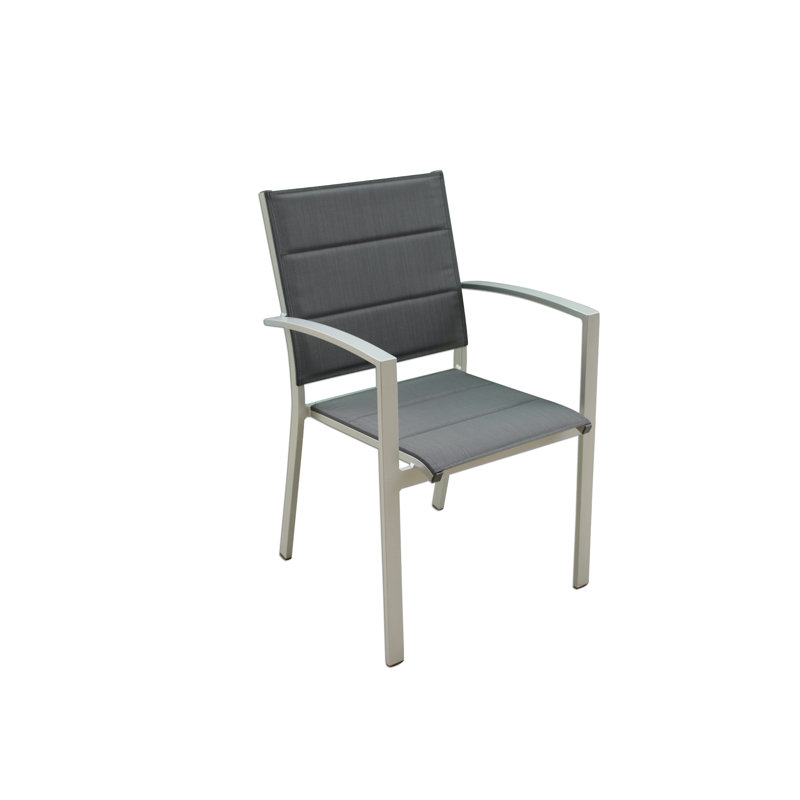Chaise de patio empilable Patrica, Argent/Gris